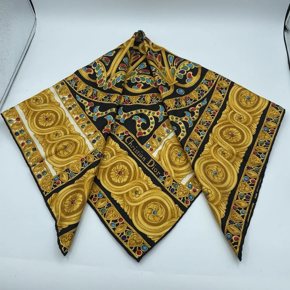 100%‎ Silk Christian Dior Scarf Square Made In Italy